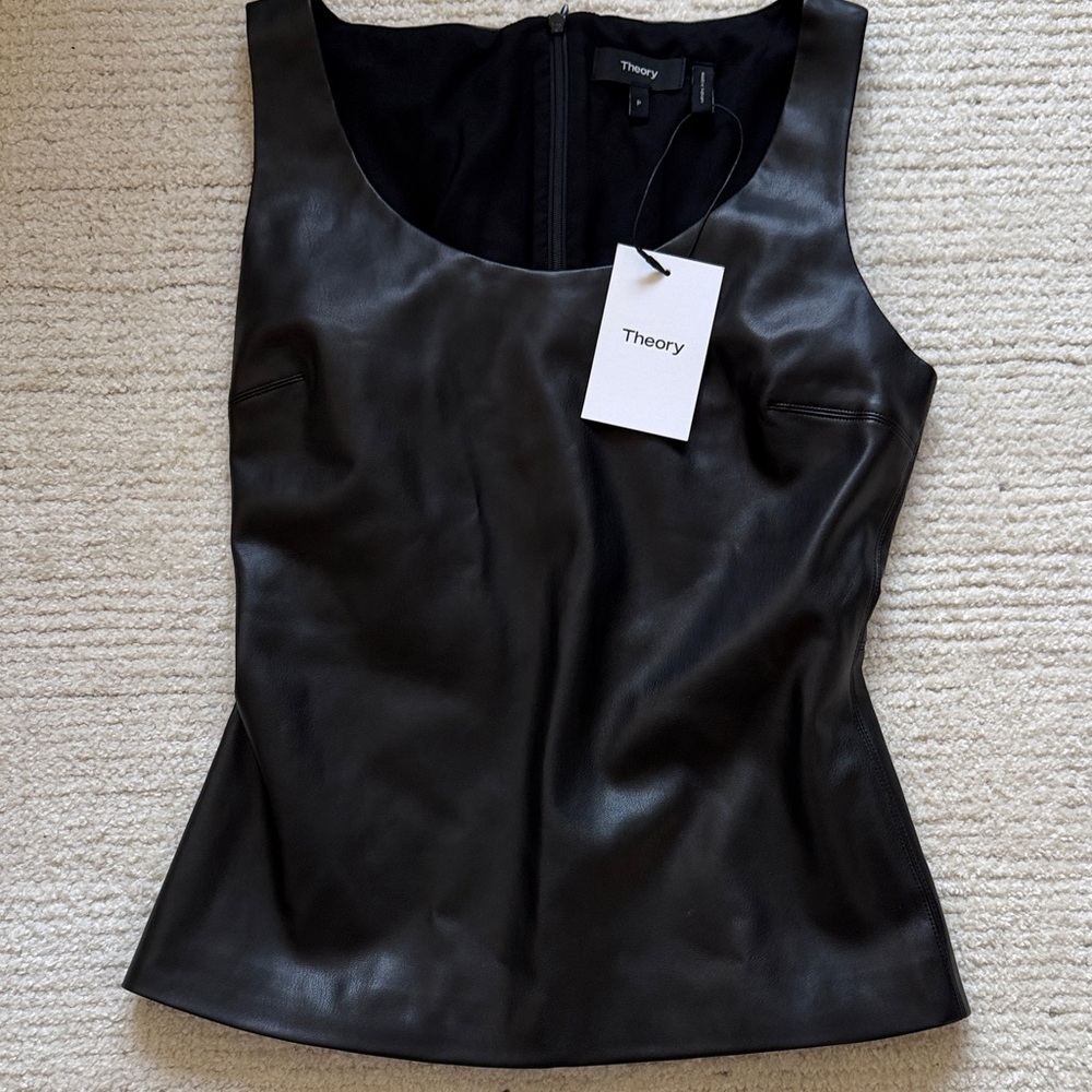 Theory Black Women's Leather Tank Top